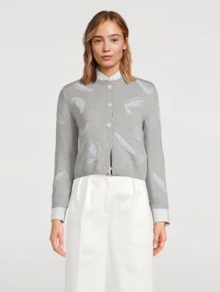 Feather Intarsia Cashmere Cardigan