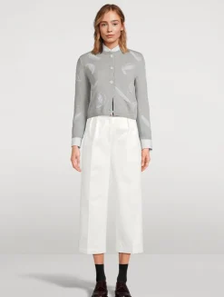 Feather Intarsia Cashmere Cardigan