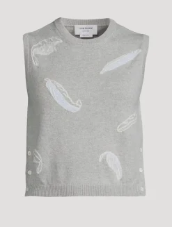 Feather Intarsia Cashmere Sweater