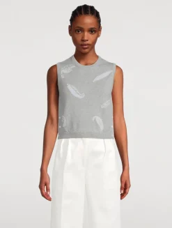 Feather Intarsia Cashmere Sweater