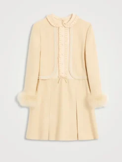 Feather-Trimmed Mini Dress