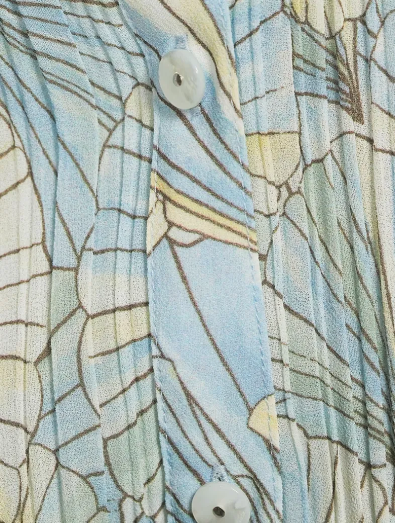Fennel Pleated Blouse In Shell Print
