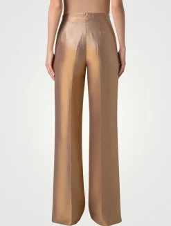 Fior Metallic Satin Wide-Leg Pants