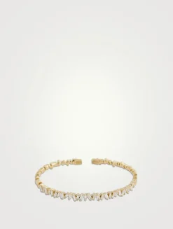 Fireworks 18K Gold Flexible Bangle Cuff Bracelet With Diamonds