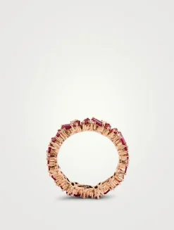 Fireworks 18K Rose Gold Eternity Band With Ruby And Diamonds