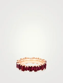 Fireworks 18K Rose Gold Eternity Band With Rubies