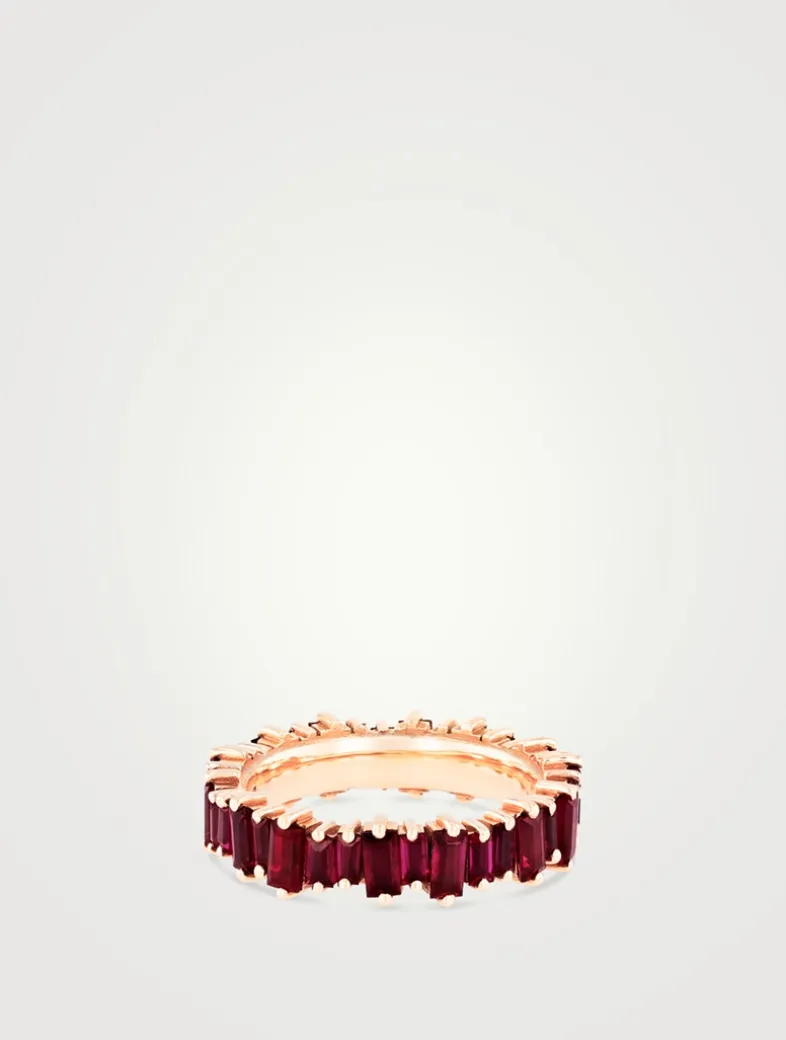 Fireworks 18K Rose Gold Eternity Band With Rubies