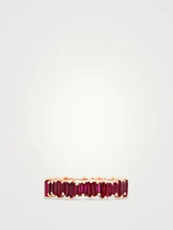 Fireworks 18K Rose Gold Eternity Band With Rubies