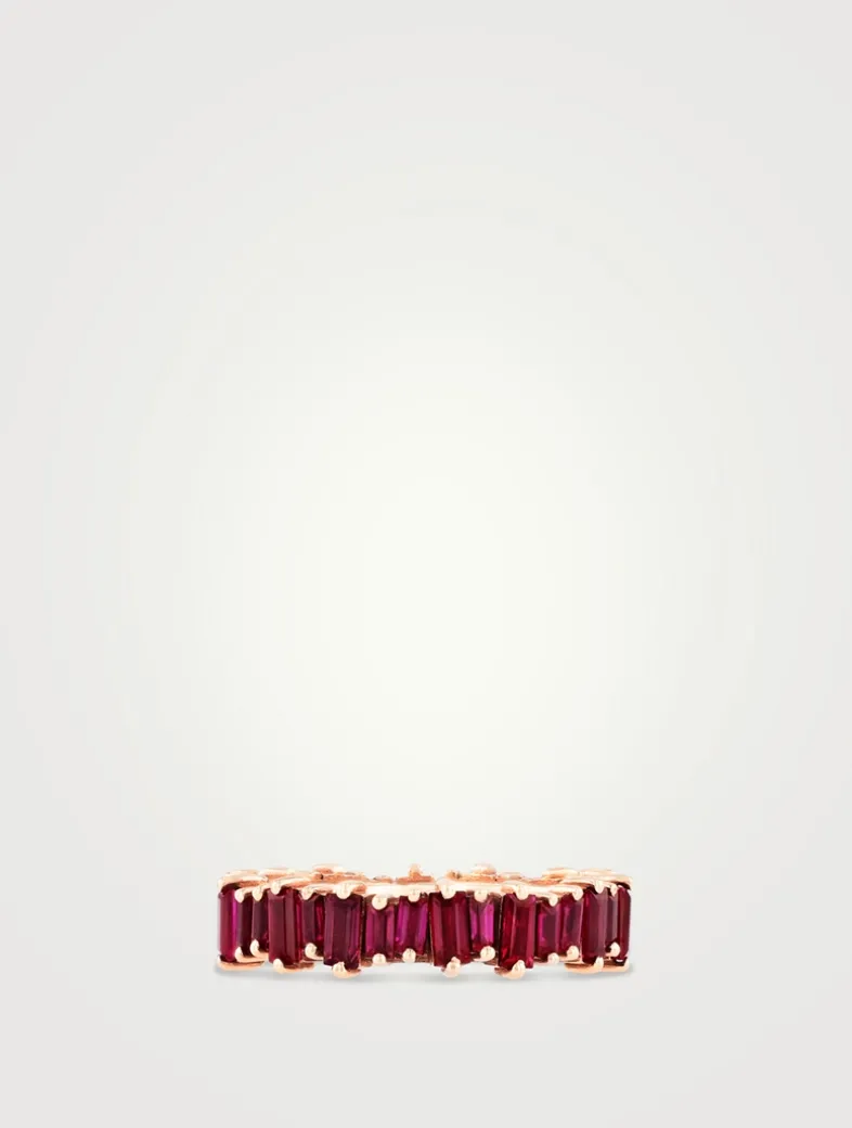 Fireworks 18K Rose Gold Eternity Band With Rubies