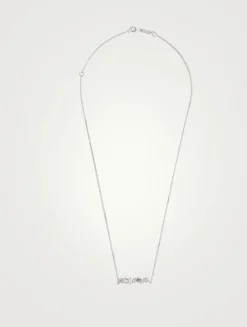 Fireworks 18K White Gold Bar Necklace With Diamonds