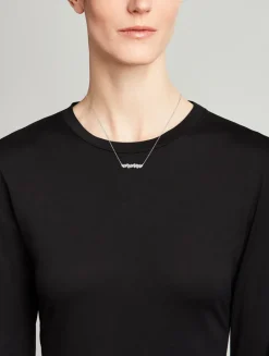 Fireworks 18K White Gold Bar Necklace With Diamonds