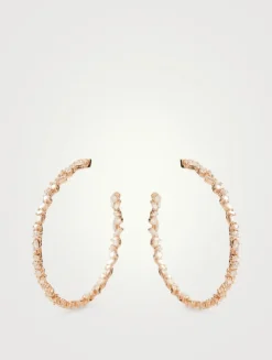 Fireworks 18K White Gold Hoop Earrings With Diamonds