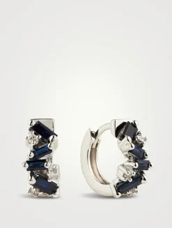 Fireworks 18K White Gold Huggie Hoop Earrings