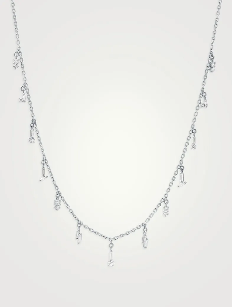 Fireworks 18K White Gold Shaker Necklace With Diamonds