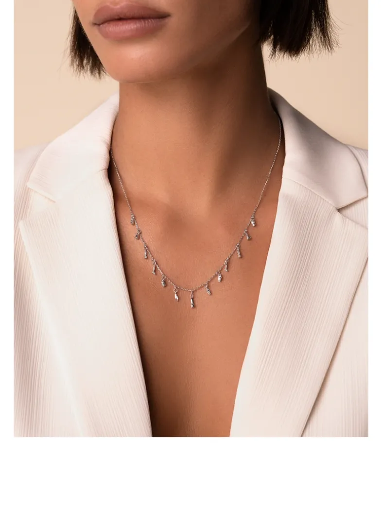 Fireworks 18K White Gold Shaker Necklace With Diamonds