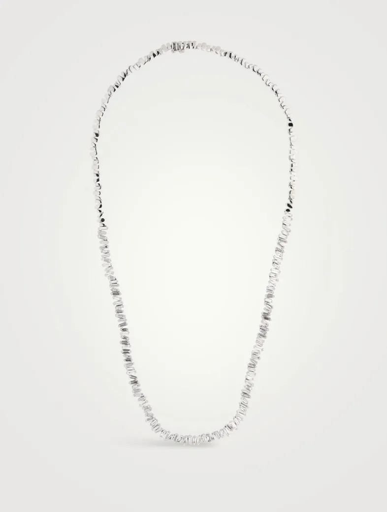 Fireworks 18K White Gold Tennis Necklace With Diamonds