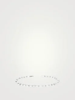 Fireworks 18K White Gold Thin Bangle Bracelet With Diamonds