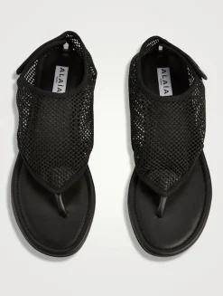 Fishnet Thong Sandals