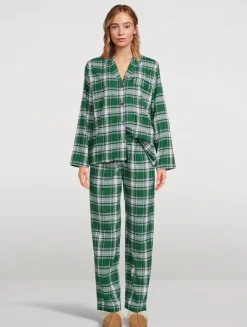 Flannel Long Pajama Set In Plaid Print