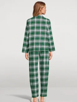 Flannel Long Pajama Set In Plaid Print