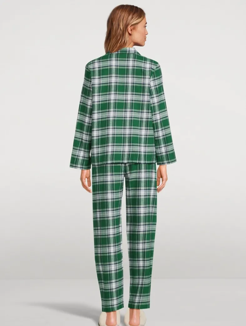 Flannel Long Pajama Set In Plaid Print