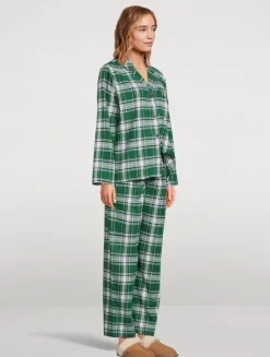 Flannel Long Pajama Set In Plaid Print