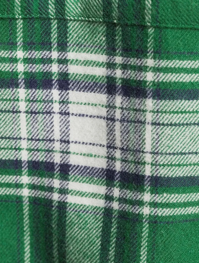 Flannel Long Pajama Set In Plaid Print