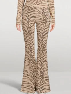 Flared Jersey Trousers In Tiger Stripe Print