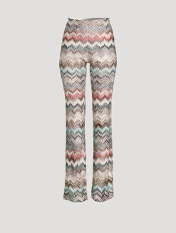 Flared Trousers In Zig Zag Print