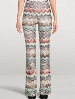 Flared Trousers In Zig Zag Print