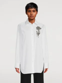 Floral Beaded Poplin Shirt