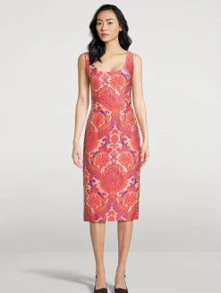 Floral Jacquard Sheath Dress
