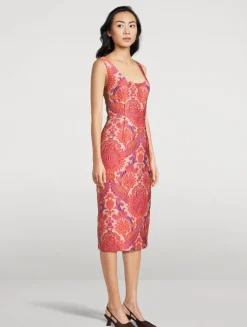 Floral Jacquard Sheath Dress