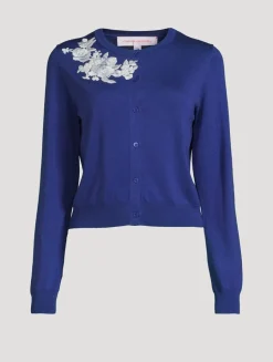 Floral-Embroidered Cardigan