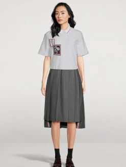 Floral-Embroidered Poplin Shirt In Stripe Print