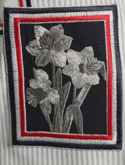 Floral-Embroidered Poplin Shirt In Stripe Print