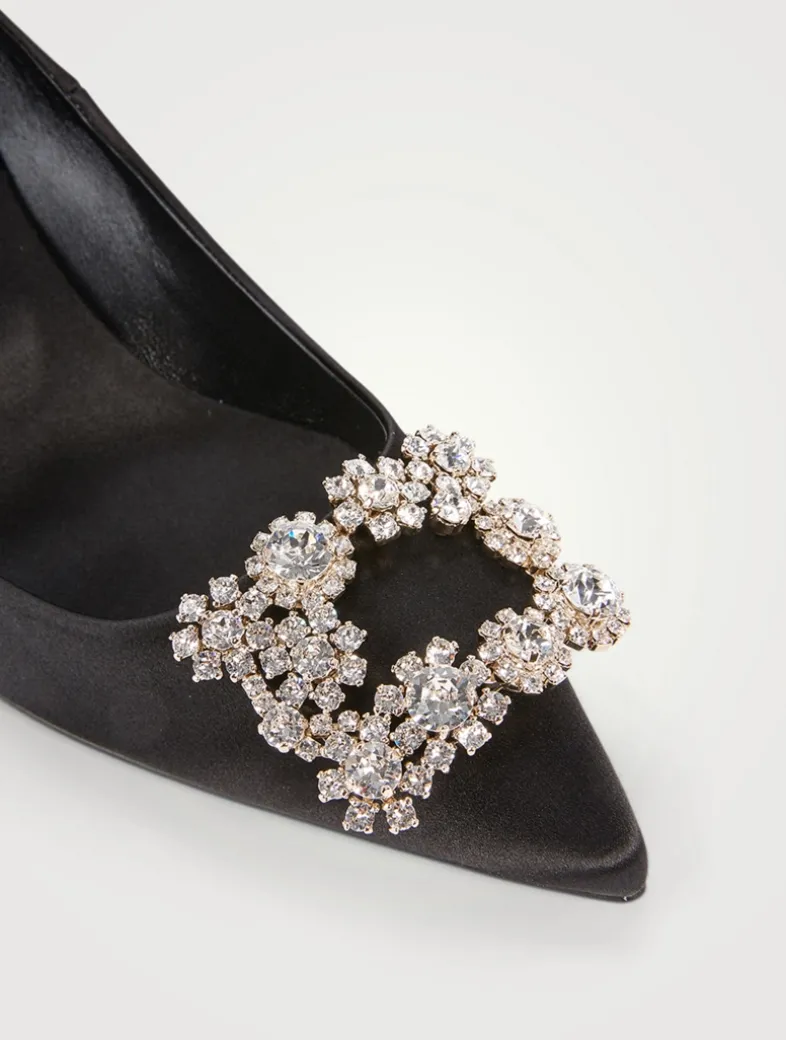 Flower Strass Satin Pumps