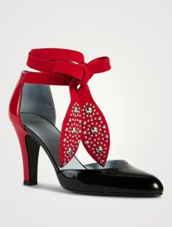 Foliefoliage Patent Leather Ankle-Tie Pumps