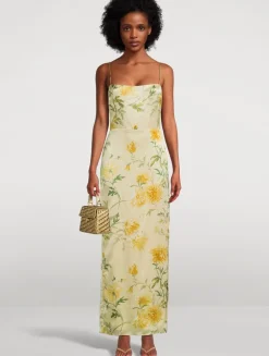Frankie Silk Maxi Dress In Floral Print