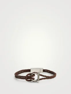 G Frame Braided Leather Bracelet