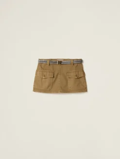 Garment-dyed Cotton Satin Miniskirt