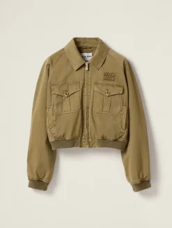 Garment-dyed Cotton Satin Bomber Jacket