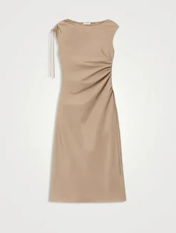 Gathered Poplin Midi Dress