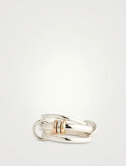 Gemini SG Sterling Silver And 18K Gold Stacked Ring With Diamonds