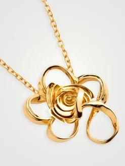 Geometric Rose Pendant Necklace
