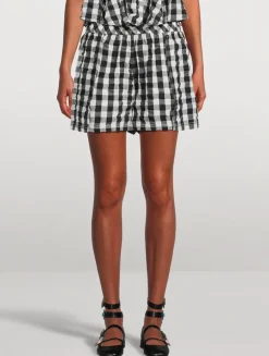 Get Free Seersucker Shorts In Gingham Print