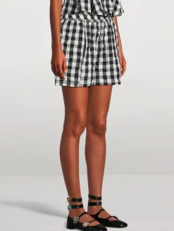 Get Free Seersucker Shorts In Gingham Print