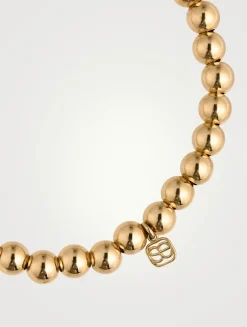 Gold Beaded Bracelet With 14K Gold Diamond Koi Fish Charm