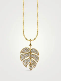 Gold Monstera Leaf Pendant Necklace