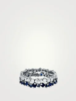 Golden Age 18K White Gold Mini Dark Blue Sapphire Eternity Band
